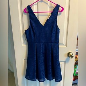 Navy blue lace skater dress